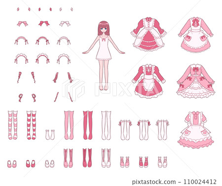 粉紅色圍裙連身裙/洛麗塔衣服的女孩裝扮 110024412