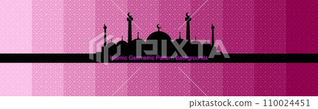 set of islamic geometric pattern background with pink color pallete and gradient 110024451