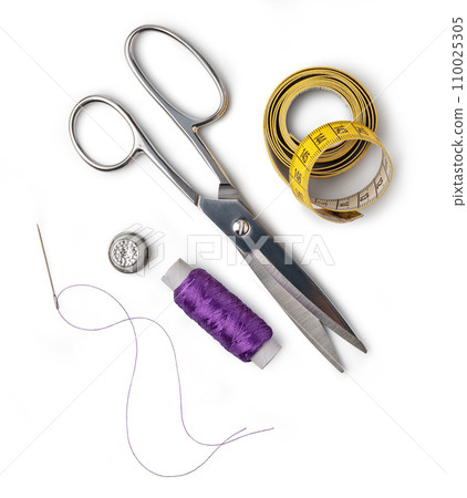thread sewing, needle, centimeter, scissors 110025305