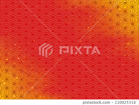 Japanese pattern background, hemp leaves and Qinghai waves, gold leaf and gold powder Japanese pattern background, hemp leaves and Qinghai waves, gold leaf and gold powder 110025318