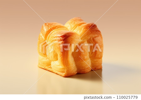 Creative trendy croissant in a shape of cube on pastel Creative trendy croissant in a shape of cube on pastel 110025779