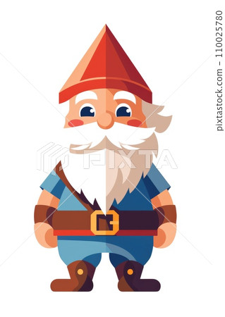 Simple illustration of christmas dwarf on white background in flat style Simple illustration of christmas dwarf on white background in flat style 110025780