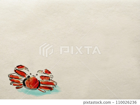 (AI generated image) Horizontal background image of white Japanese paper with crabs 110026236
