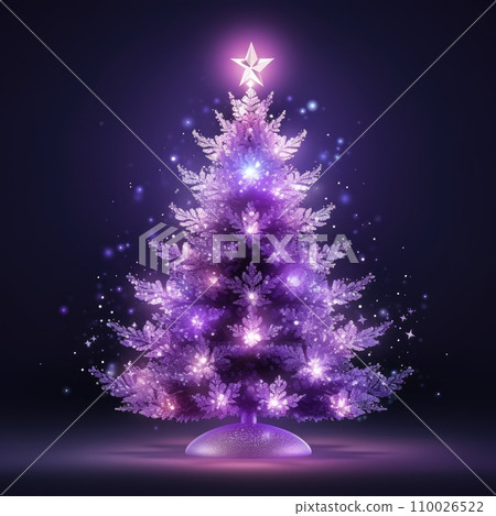 Christmas shiny purple magic fir tree on purple... - Stock Illustration ...