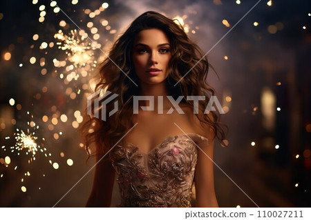Women in dresses and fireworks 02 110027211