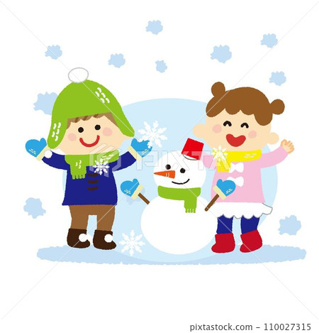 孩子們在雪地裡盡情玩耍 110027315