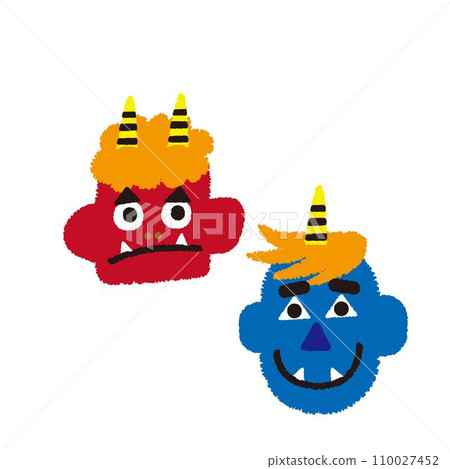 Illustration of red demon and blue demon 110027452
