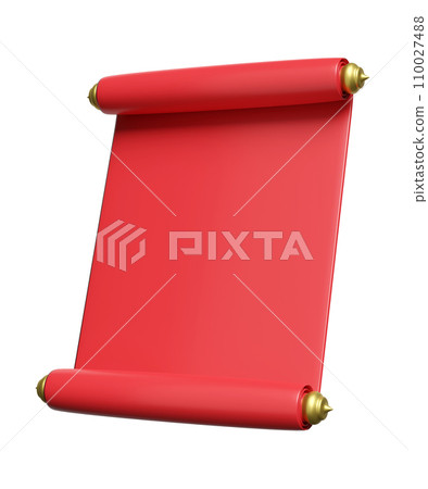 3d announcement roll. chinese new year scroll. 3d render illustration 3d announcement roll. chinese new year scroll. 3d render illustration 110027488