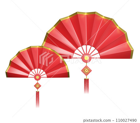 3d fan with tassel for chinese new year. 3d render illustration 3d fan with tassel for chinese new year. 3d render illustration 110027490