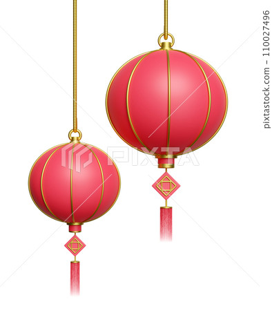 3d chinese lantern hanging for chinese new year festival. 3d render illustration 3d chinese lantern hanging for chinese new year festival. 3d render illustration 110027496