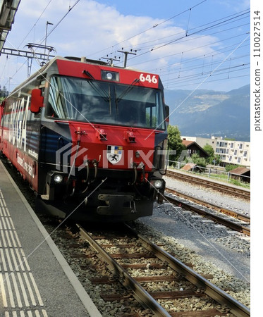Switzerland Rhaetian Railway Albula line train Switzerland Rhaetian Railway Albula line train 110027514