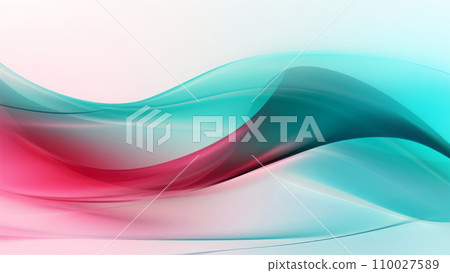 Abstract turquoise pink waves design with smooth curves and soft shadows on clean modern background. Generative AI 110027589