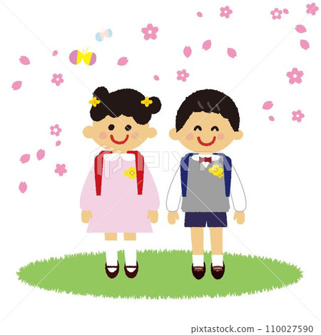 孩子們參加小學入學儀式 110027590