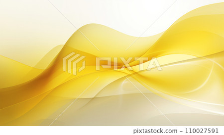 Abstract silk yellow waves design with smooth curves and soft shadows on clean modern background. Generative AI 110027591