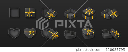 Present boxes with ribbons realistic vector illustration set 110027795