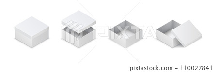 Box with lid variations realistic vector illustration set 110027841