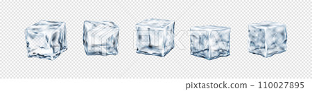 Sparkling ice cubes realistic vector illustration set 110027895