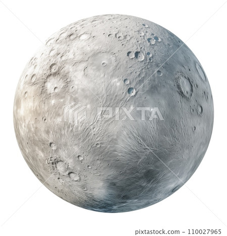 AI-generated content. Realistic image of Moon on a transparent background. Moon isolated on transparent background in PNG format, space elements, astronomy concept. 110027965