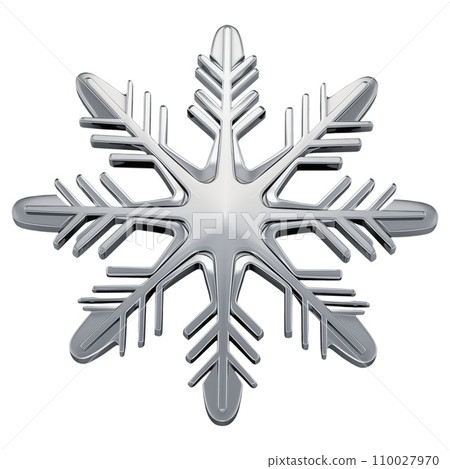 AI-generated content. Steel snowflake cut out on a white or transparent background. Christmas and New Year concept. A design element to be inserted into a design or project. 110027970