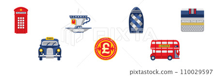 London Capital of Great Britain Flat Icon and Symbol Vector Set 110029597