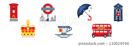 London Capital of Great Britain Flat Icon and Symbol Vector Set London Capital of Great Britain Flat Icon and Symbol Vector Set 110029598