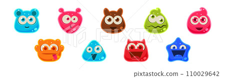 Funny Jelly Character Snout and Face Vector Set 110029642