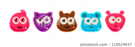 Funny Jelly Character Snout and Face Vector Set 110029647