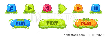 Colorful Button as Mobile Game Design Elements Vector Set 110029648
