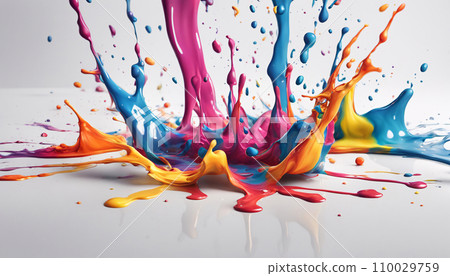 Colorful ink material that fell and splattered on the floor 110029759
