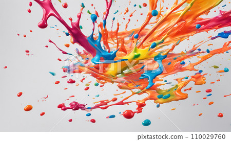 Colorful ink material that fell and splattered on the floor 110029760