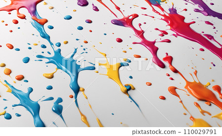Colorful ink material that fell and splattered on the floor Colorful ink material that fell and splattered on the floor 110029791