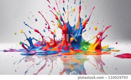 Colorful ink material that fell and splattered on the floor Colorful ink material that fell and splattered on the floor 110029793