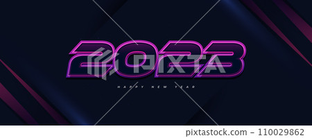 Happy New Year 2023 Banner with Futuristic Concept and Colorful Neon Effect. 2023 New Year Design Templates for Celebration, Background, Banner, Cover, Card, and Social Media Template Happy New Year 2023 Banner with Futuristic Concept and Colorful Neon Effect. 2023 New Year Design Templates for Celebration, Background, Banner, Cover, Card, and Social Media Template 110029862