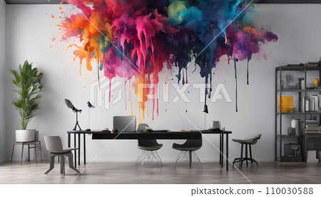 Material with colorful ink splashes Material with colorful ink splashes 110030588