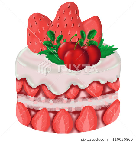 a strawberry cake with strawberries and cherries on top a strawberry cake with strawberries and cherries on top 110030869