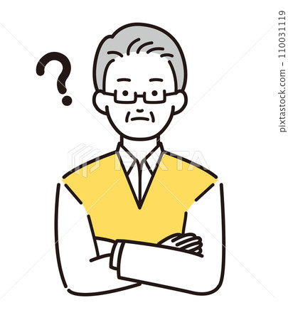 Simple person illustration old man with arms folded 110031119