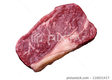 Fresh raw beef striploin steak with salt, spices and herbs 110031417