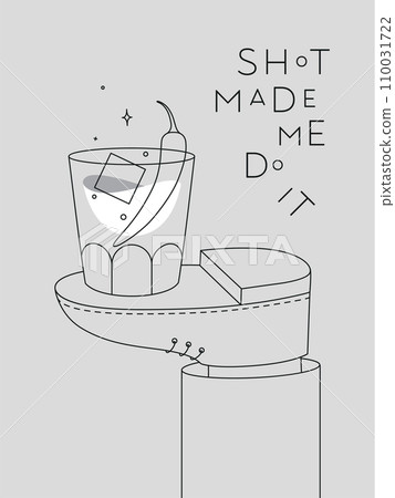 Whiskey glass stands on foot with lettering poster grey 110031722