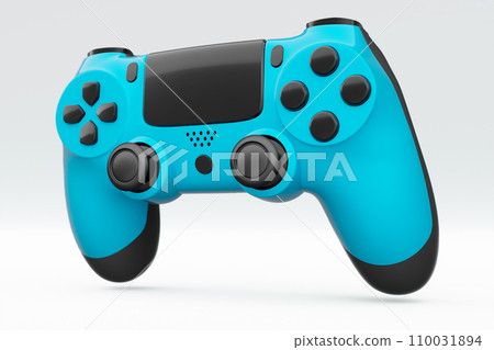 Realistic blue azure video game joystick or gamepad on white background Realistic blue azure video game joystick or gamepad on white background 110031894