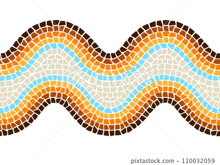 Decorative mosaic border. Ceramic antique stone ornament. Decorative mosaic border. Ceramic antique stone ornament. 110032059