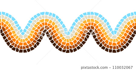 Decorative mosaic border. Ceramic antique stone ornament. Decorative mosaic border. Ceramic antique stone ornament. 110032067