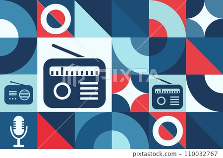 World Radio Day. February 13. Seamless geometric pattern. Template for background, banner, card World Radio Day. February 13. Seamless geometric pattern. Template for background, banner, card 110032767