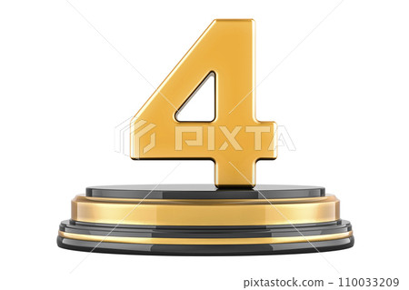 Golden 4 four on the podium, award concept. 3D rendering Golden 4 four on the podium, award concept. 3D rendering 110033209