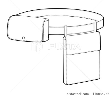 Utility Belt silhouette bag. Fashion accessory technical illustration. Vector satchel front 3-4 view for Men, women 110034266