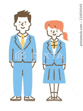 身穿制服的男女並排站立_color 身穿制服的男女並排站立_color 110034345