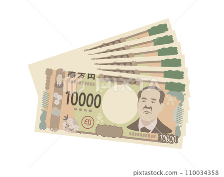 10,000日圓紙鈔上的扇子插圖 10,000日圓紙鈔上的扇子插圖 110034358