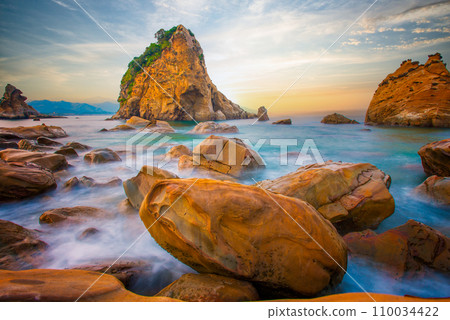 Miyazaki Coastline at sunrise Japan 110034422