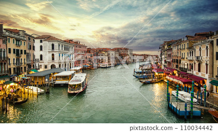 Canals of Venice Italy at sunset 110034442