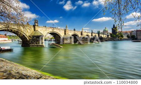 Charles bridge Prague Vltava river 110034800