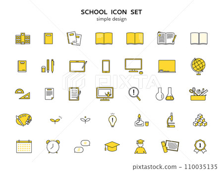 School education study icon illustration set academic growth stationery stationery notebook tablet 110035135